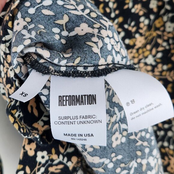 Reformation Laurel 3/4 Sleeve Button Up Blouse Top Goldfield Floral Print sz XS - Picture 10 of 10
